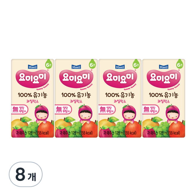 요미요미 매일유업 유기농 주스 과일믹스, 125ml, 8개