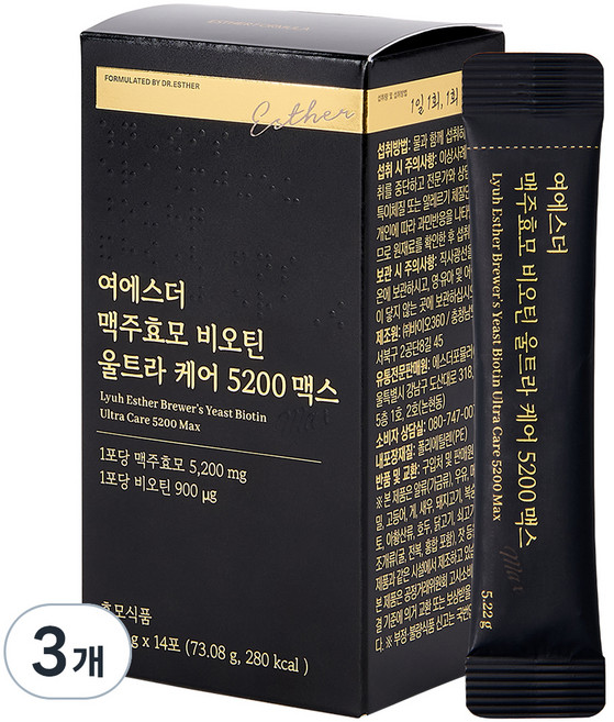 에스더포뮬러 여에스더 맥주효모 비오틴 울트라 케어 5200 맥스, 14회분, 3개