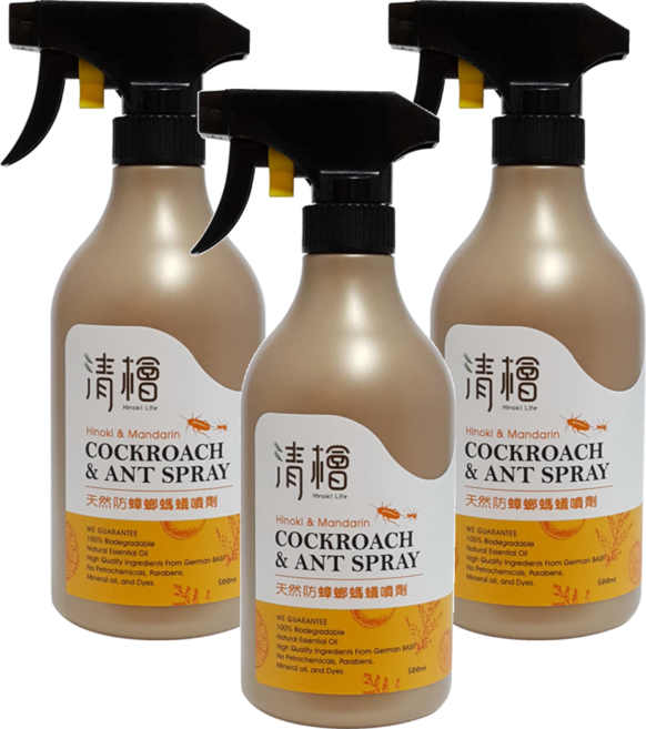 Hinoki Life 清檜 天然防蟑螂螞蟻噴劑, 500ml, 3瓶
