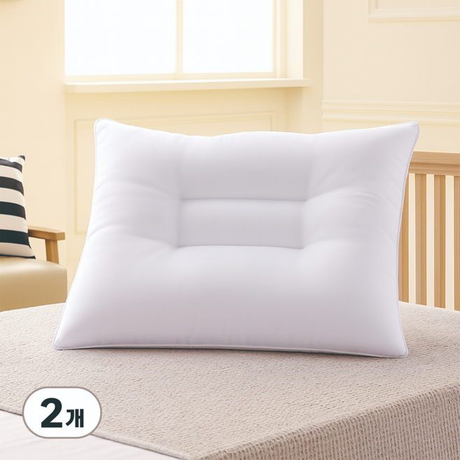 케이아이티홈 국내제조 진드기방지 편백 마이크로화이바 경추베개솜, 화이트, 2개