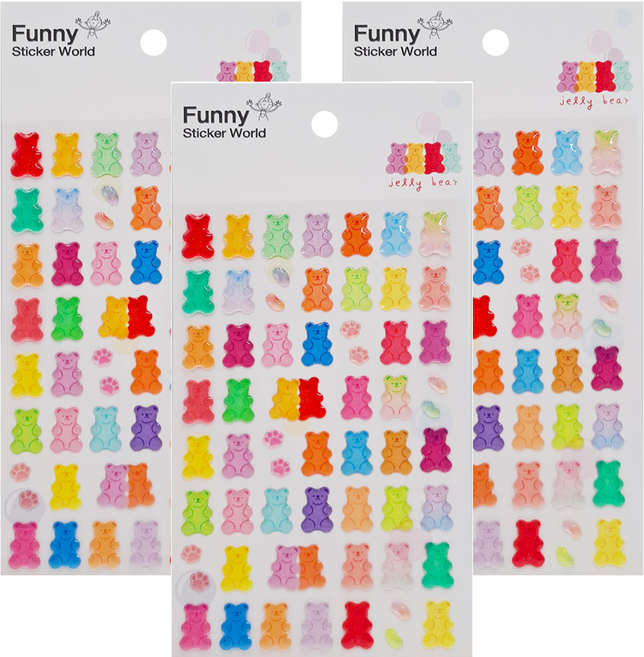 FUNNY STICKER 浮凸貼紙15S 3歲以上 3個, 多色, 1組