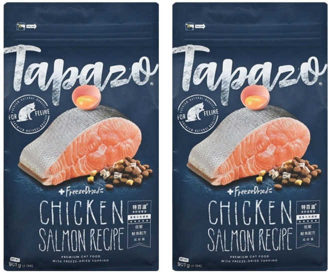 Tapazo 特百滋 成幼貓用 凍乾雙饗宴 低敏配方乾糧, 鮭魚, 907g, 2包