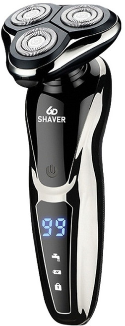 6D SHAVER 可充電刮鬍刀 銀鈀合金高速旋轉馬達 2小時快速充滿, S-1168 RZ1, 黑色
