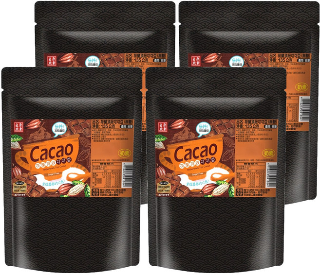 自然原素 荷蘭頂級可可亞 無糖, 135g, 4包, 1包