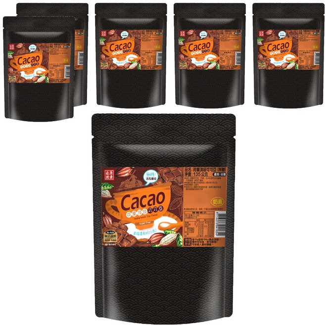 自然原素 荷蘭頂級可可亞 無糖, 135g, 6包, 1包