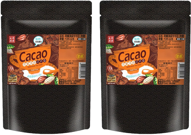 自然原素 荷蘭頂級可可亞 無糖, 135g, 2包, 1包