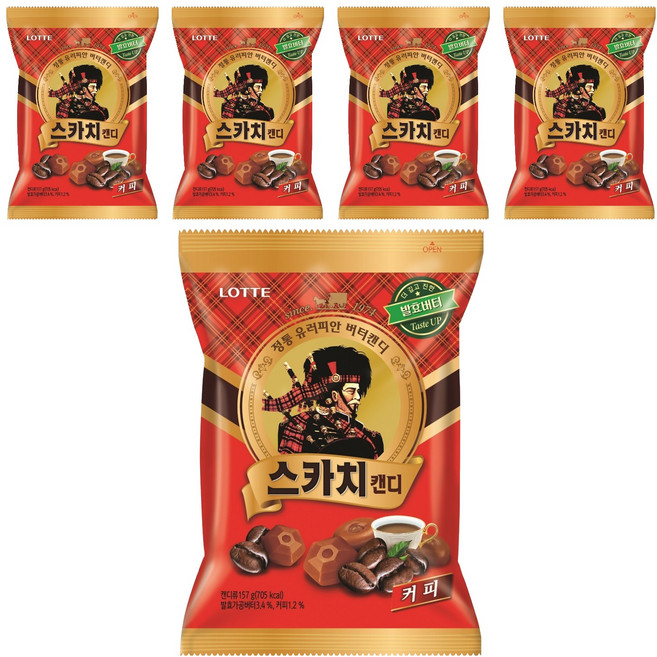 롯데웰푸드 스카치캔디 커피맛, 157g, 5개