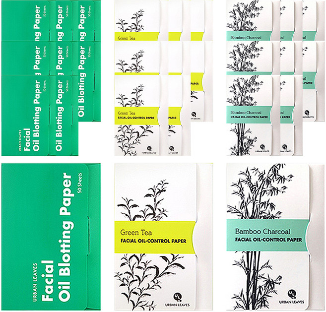 어반리브즈 기름종이 녹차타입 50p + 숯타입 50p + 일반마타입 50p 세트, 3개