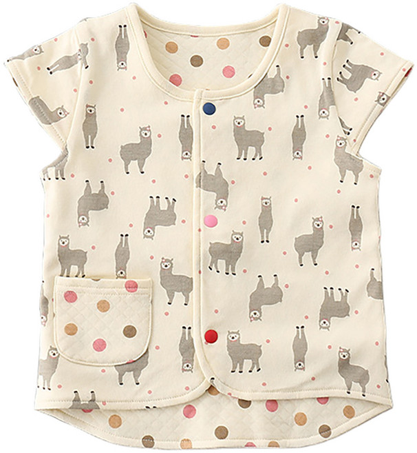 日本千趣會兒童4季背心 雙面 80 彩扣米羊駝 柔軟親膚