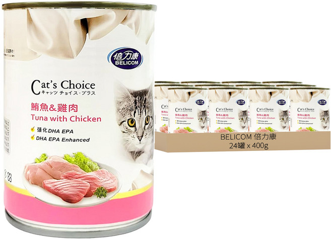BELICOM 倍力康 大貓罐 A190, 鮪魚 +雞肉, 400g, 24罐