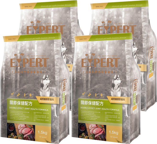 福壽實業 EXPERT 艾思柏 成犬 無穀配方狗飼料, 原野鹿肉, 1.5kg, 4袋