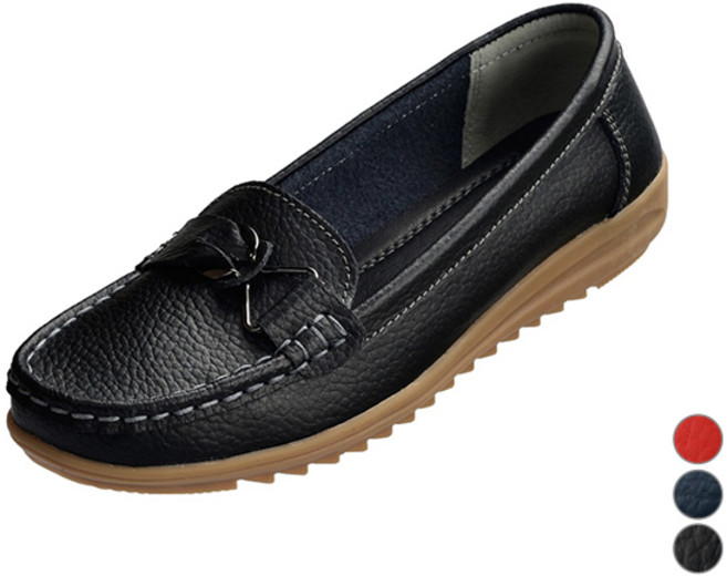 유세븐 효도화 여성용 가죽 컴포트 스트랩 로퍼 DM1001