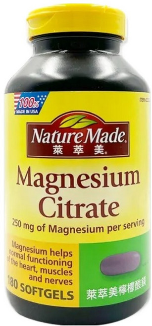 Nature Made 萊萃美 檸檬酸鎂, 180顆, 1罐