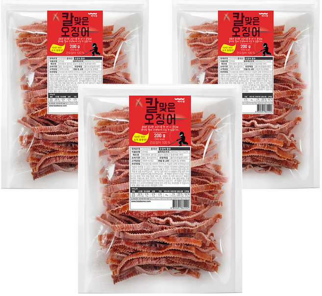 바다원 칼맞은 오징어, 200g, 3개