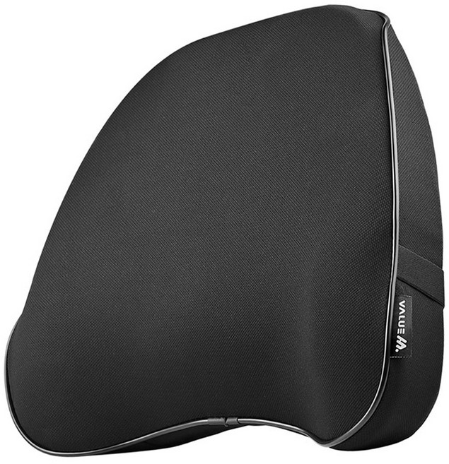 VALUEM 車用記憶棉腰靠墊, 黑色, 1個