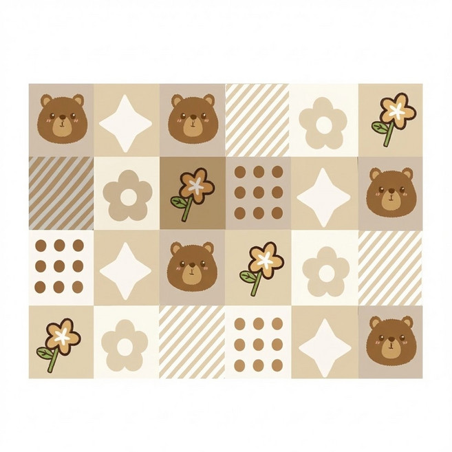 PVC防水寵物地墊, 小熊花花, 1個