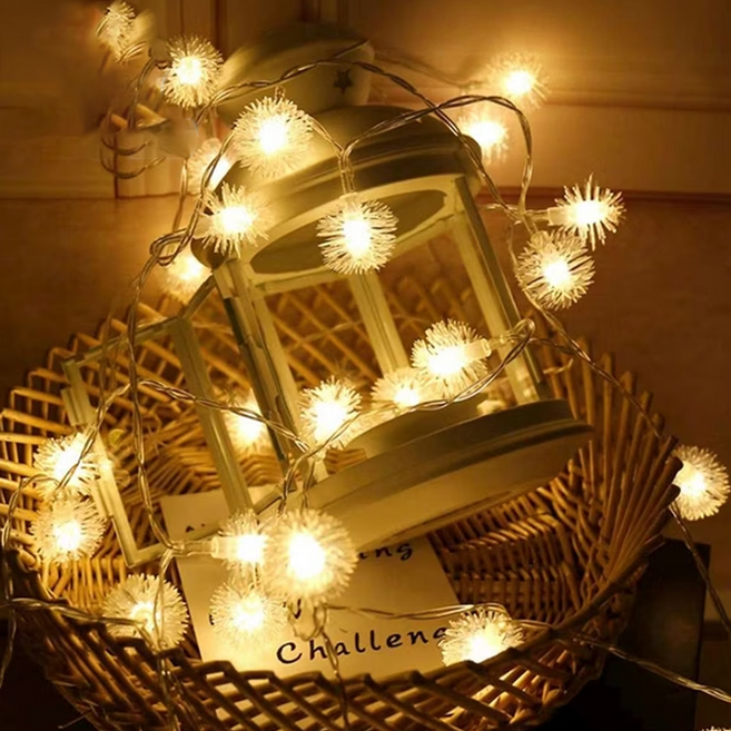 MODACore 摩達客 浪漫氣氛 LED造形聖誕燈串 20燈 暖白光透明線 USB充電 八段功能控制 總長400cm, 暖白雪球款 白色, 1組