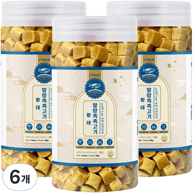 올가밀 강아지 말랑촉촉고기 트릿, 황태, 180g, 6개