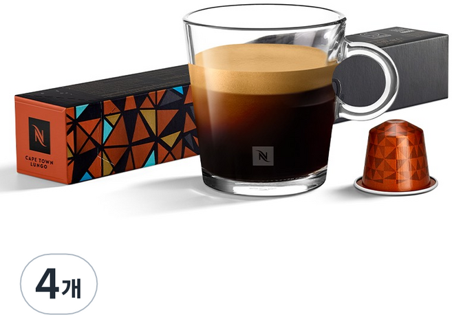 네스프레소 오리지널 월드 익스플로레이션 케이프타운 룽고 캡슐커피 40ml, 5.5g, 10개입, 4개