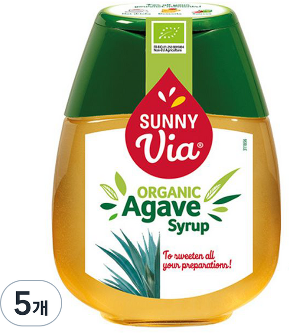 써니비아 유기농 아가베시럽, 5개, 250g