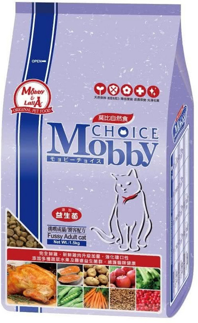 Mobby 莫比 貓用 挑嘴貓配方 乾飼料, 雞肉 + 米, 1.5kg, 1袋