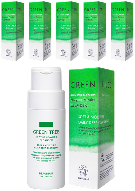 뷰디아니 그린 트리 효소 파우더 클렌저, 6개, 70g