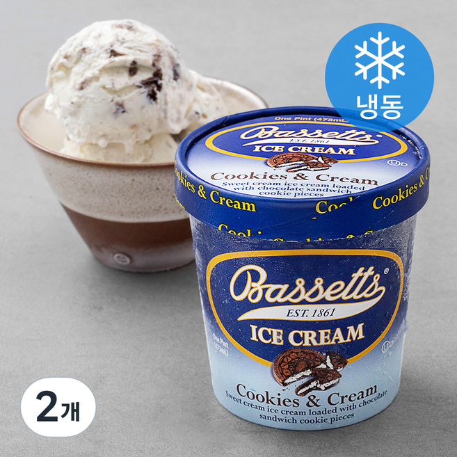 바세츠 쿠키앤크림 파인트 아이스크림 (냉동), 473ml, 1개입, 2개