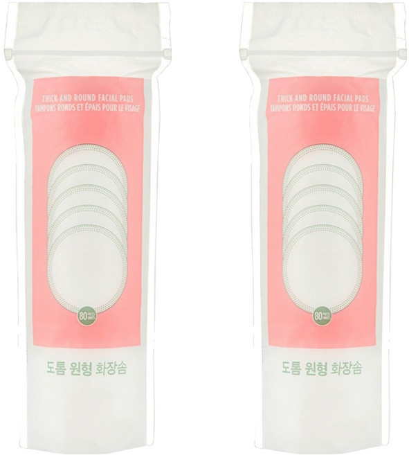 더페이스샵 데일리 도톰원형 화장솜, 80개입, 2개