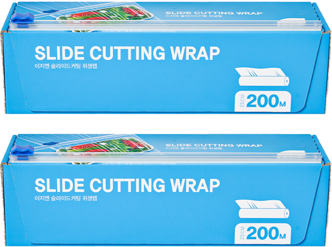 EZn이지엔 슬라이드커팅 위생랩, 200m, 2개