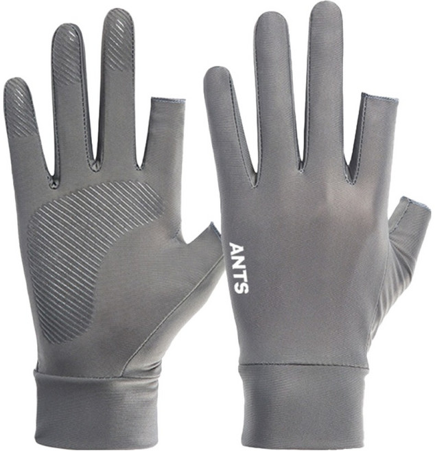 앤티스 오픈핑거 바이크 터치장갑 양손 착용 세트, 그레이