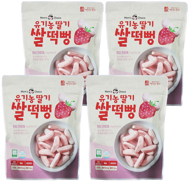 맛있는풍경 유기농 딸기 쌀떡뻥, 딸기맛, 25g, 4개