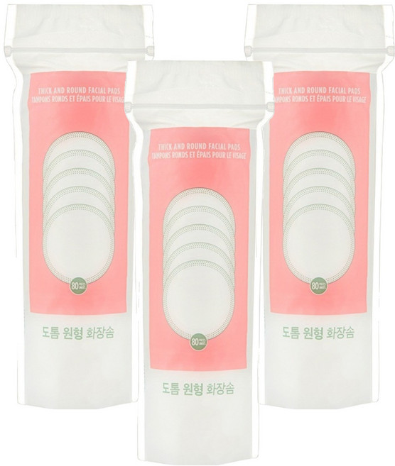 더페이스샵 도톰 원형 화장솜, 80개입, 3개