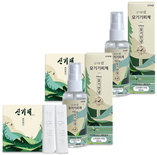 신기한방 신기패 바퀴벌레약 7g x 2p + 모기안녕 모기기피제 60ml 세트, 2세트