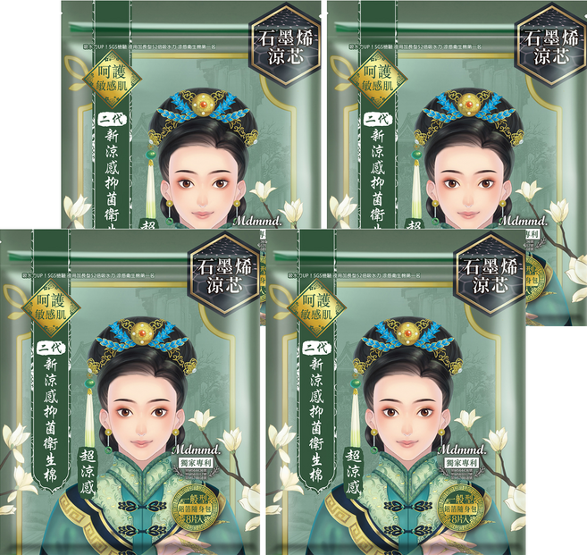 Mdmmd. 明洞國際 後宮二代系列 石墨烯超涼感抑菌衛生棉, 一般型(24.5cm), 8片, 4包