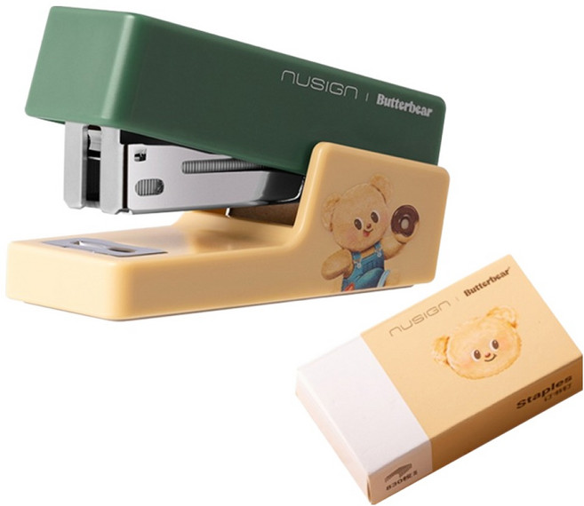 버터베어 미니 스테이플러 + 33호침 세트, 말차그린(스테이플러), 1세트