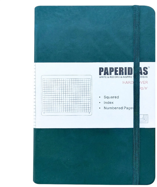 PAPERIDEAS A5 硬皮 188頁 方格 327g, 聖誕綠, 1本