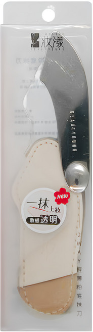 BEAUTYOUNG 妝漾 2WAY輕薄粉底抹刀 420不鏽鋼 PVC皮套, A428, 1個
