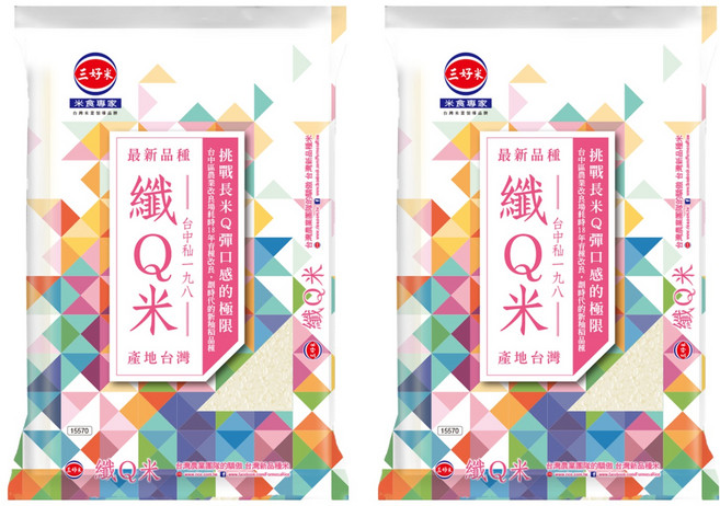 三好米 纖Q米 低澱粉高纖維 增添飽足感, CNS 二等, 1.5kg, 2包