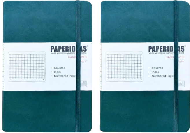 PAPERIDEAS A5 硬皮 188頁 方格 327g, 聖誕綠, 2本