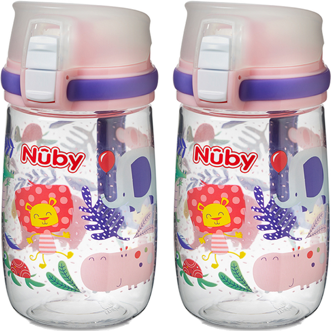 누비 정글 유아물병, 300ml, 2개, 파티핑크