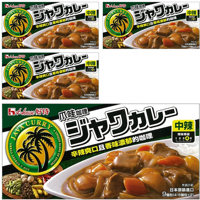 House 好侍 爪哇咖哩 中辣, 185g, 4盒