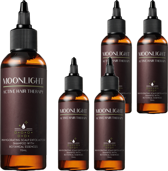 MOONLIGHT 莯光 進階版 草本頭皮淨化液 70ml 草本精華、溫和淨化、深層清潔, 5瓶