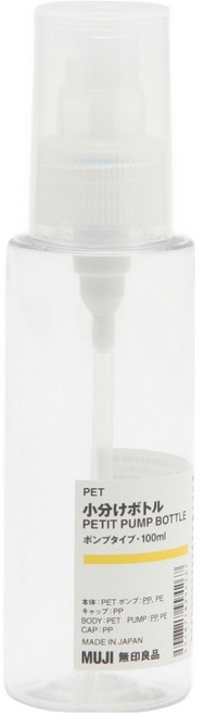 MUJI 無印良品 PET按壓型分裝瓶 100ml, 單一顏色, 1個