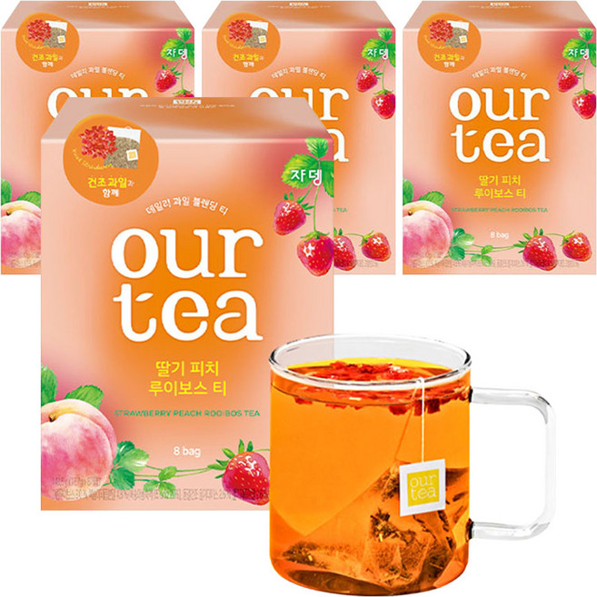 아워티 쟈뎅 딸기 피치 루이보스 티, 18.7g, 8개입, 4개