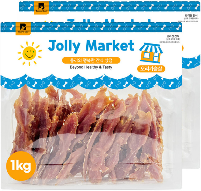 졸리마켓 강아지 대용량 육포, 오리가슴살, 1kg, 2개