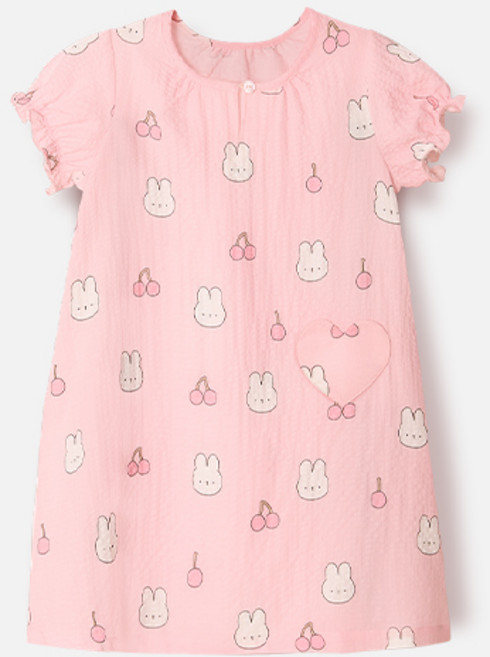 유니프랜드 여아용 냉감 통기성 체리래빗 요루지 원피스 잠옷