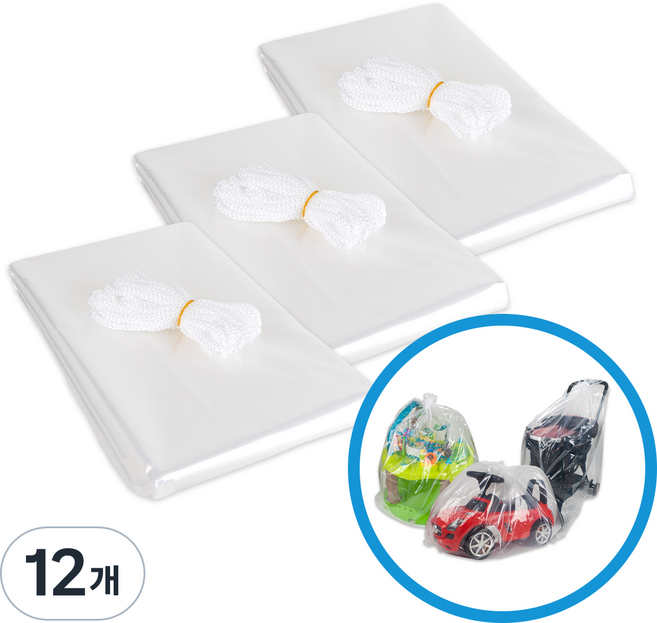 탐사 다용도 끈 대형비닐봉투 투명 130x150cm 3매, 12개