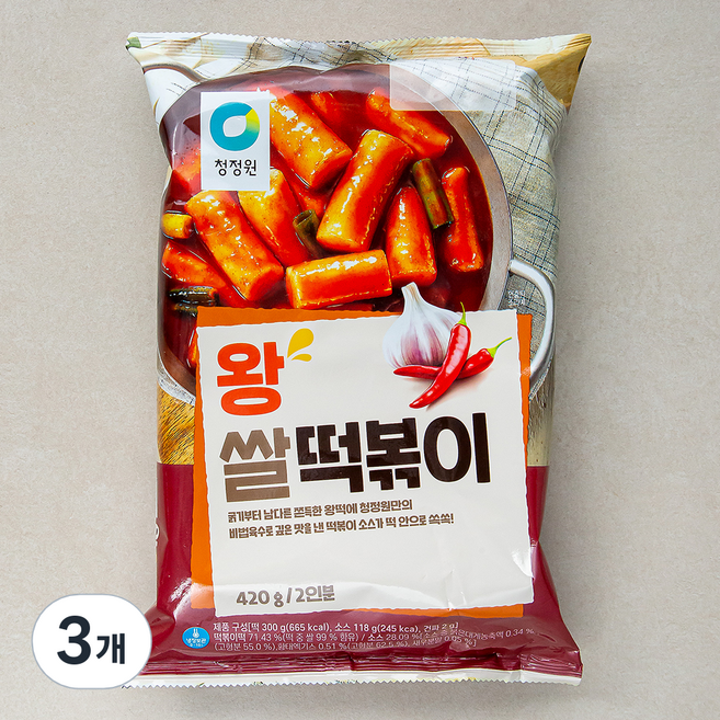 청정원 왕 쌀떡볶이, 420g, 3개
