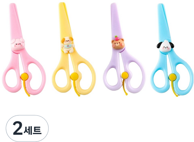 생활의지혜 안전가위 플라스틱 4종 세트, 혼합색상, 2세트