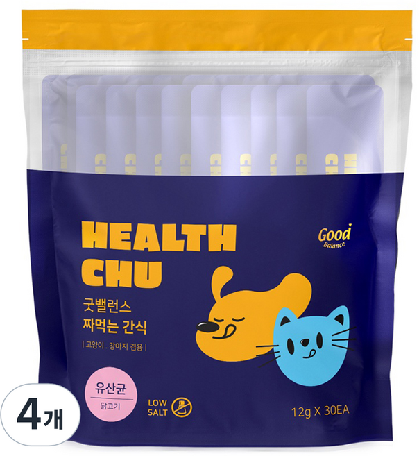 굿밸런스 반려동물 짜먹는 간식 30p, 닭고기, 360g, 4개